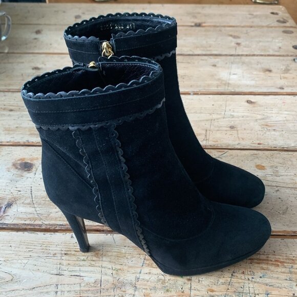 L.K. Bennett Black Suede Side Zip Nikita Boot Bootie - Picture 3 of 13